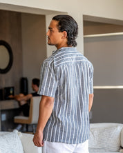 Camisa Listrada Masculina sem Gola