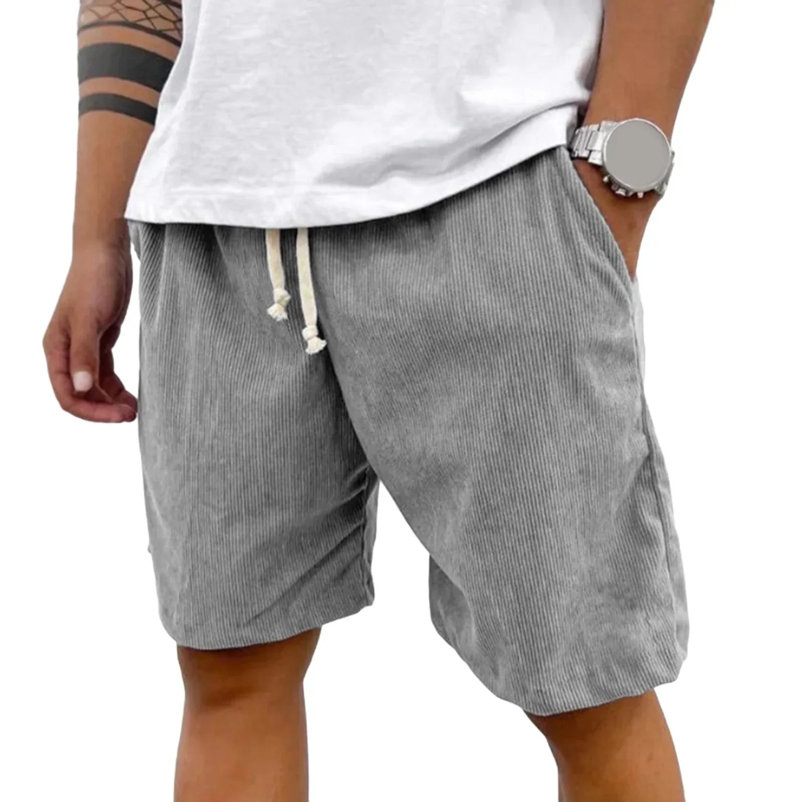 Shorts Calvin Veludo Cotelê com Cordão