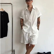 Conjunto Masculino em Linho e Algodão Bege