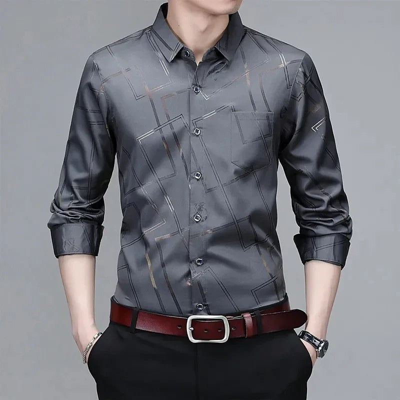 Camisa Estampada Resistente a Rugas