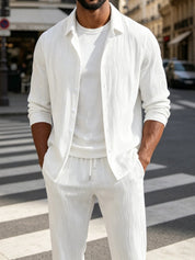 Conjunto Masculino Textura Ondulada Branco