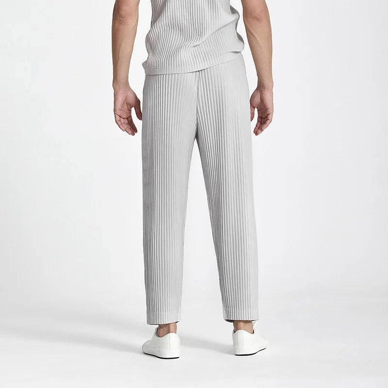 Calça Plissada Streetwear Cinza