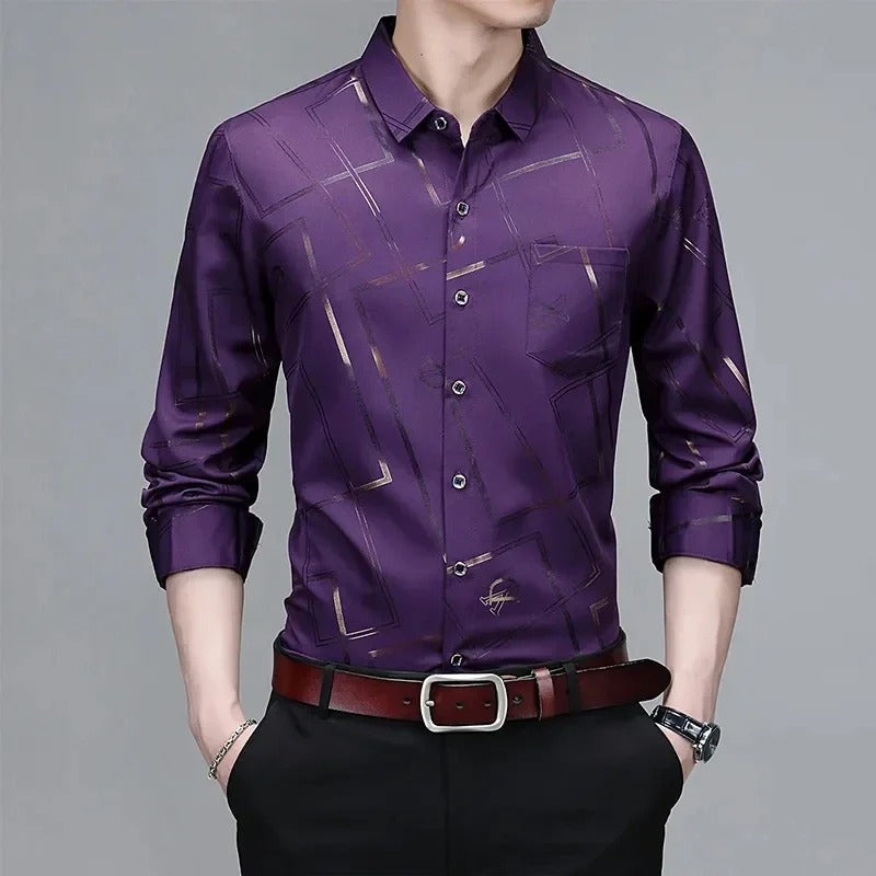 Camisa Estampada Resistente a Rugas