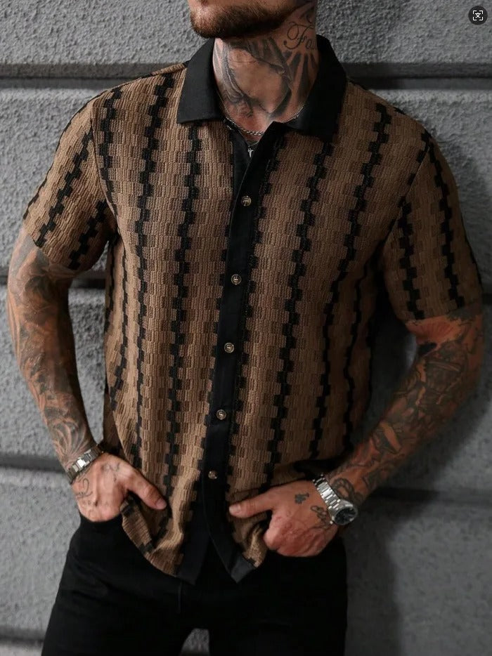 Camisa Tricô Listras Xadrez Vintage