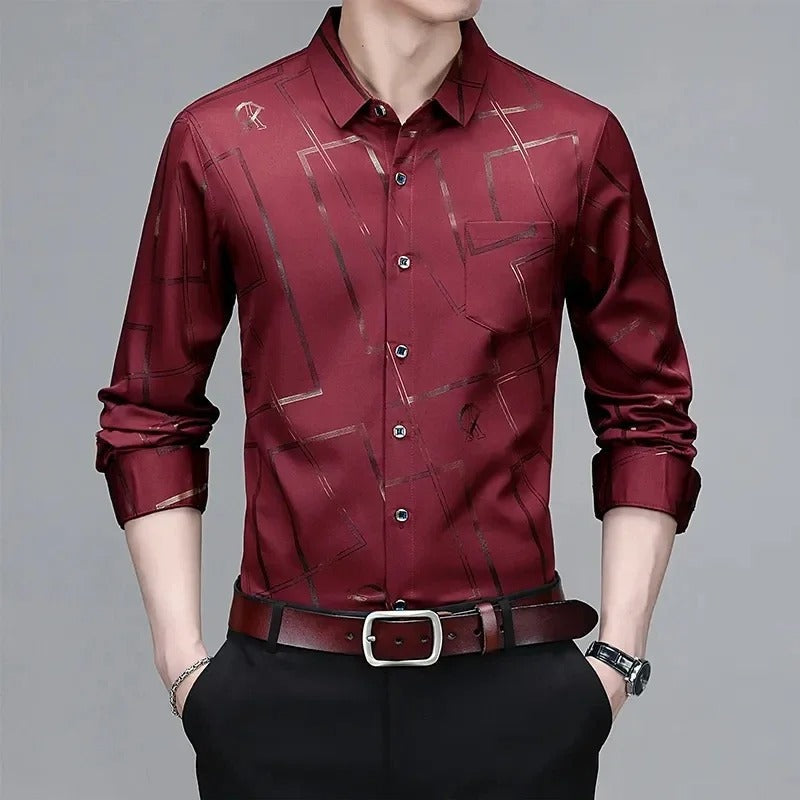 Camisa Estampada Resistente a Rugas