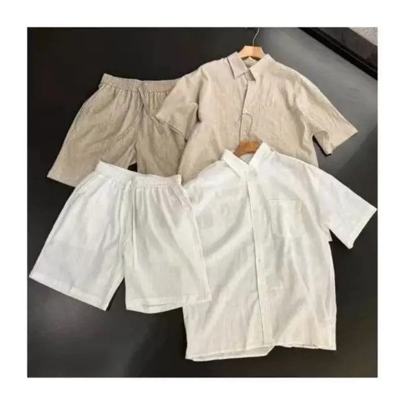 Conjunto Masculino em Linho e Algodão Bege