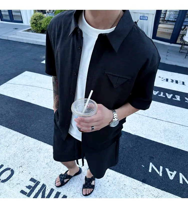 Conjunto Masculino em Linho Preto