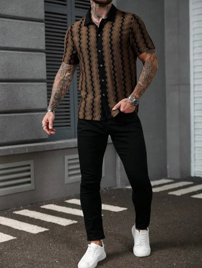 Camisa Tricô Listras Xadrez Vintage