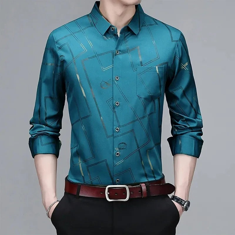 Camisa Estampada Resistente a Rugas
